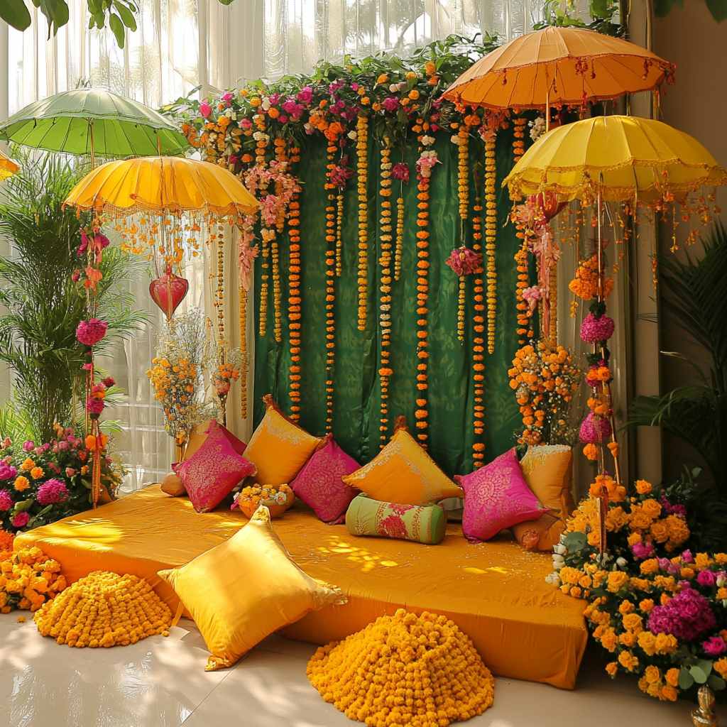 Haldi and Mehendi decor by Balu Decorators